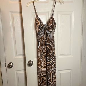 Brown swirl pattern dress